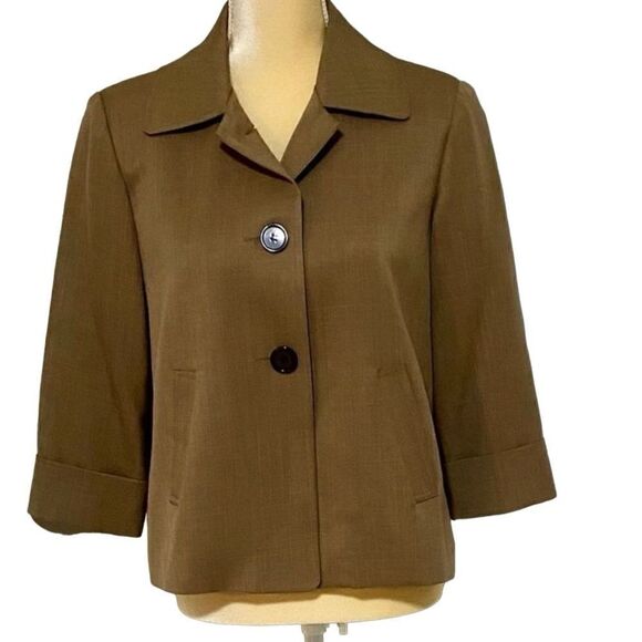 Jade Medium Brown Crop Jacket Women’s Size 8 Cuff Sleeves Excellent Condition - Picture 1 of 6
